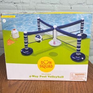 Inflatable 4-Way Pool Volleyball - Blue and White